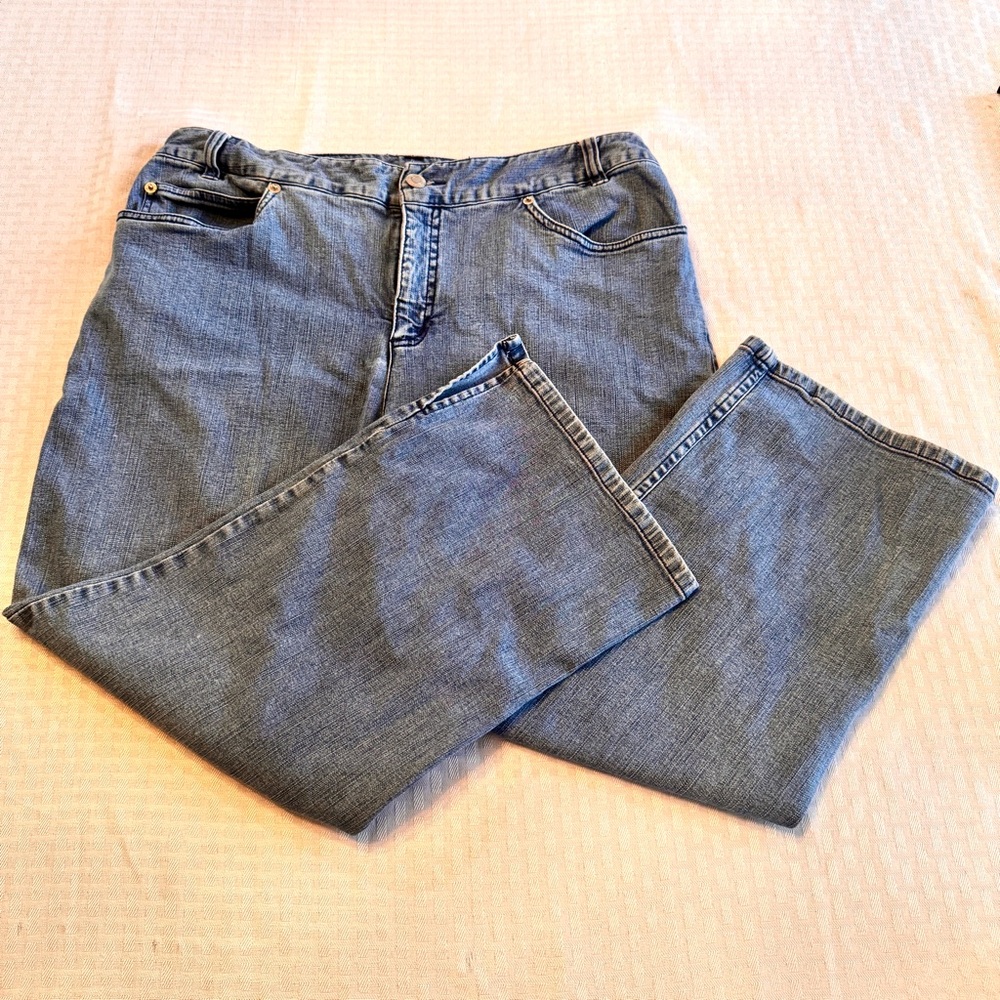 Pendleton‎ Womens Wide Leg Jeans Blue High Rise Stretch Slit Hem Size 12